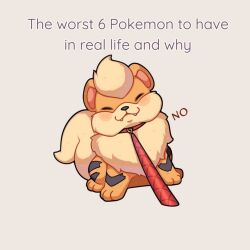 Rule 34 | animal focus, blush, closed eyes, closed mouth, collar, english text, fangs, fluffy, gen 1 pokemon, growlithe, leash, nintendo, no humans, orange fur, pokemon, pokemon (creature), pokemon focus, sevi (seviyummy), simple background, sitting, smile, tail