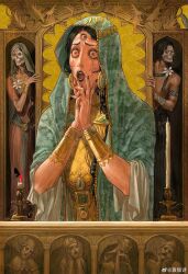 1girl absurdres arabian_clothes architecture arzu_(sultan&#039;s_game) crying crying_with_eyes_open earrings highres jewelry long_hair maggie_(sultan&#039;s_game) middle_eastern_architecture sultan&#039;s_game tears weibo_5448586261
