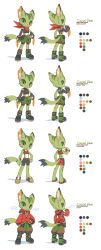 absurdres animal_ears bike_shorts boots carol_tea carol_tea_(fp1) cat cat_ears cat_girl cat_tail chinese_clothes chinese_knot crop_top elbow_gloves fingerless_gloves flat_chest freedom_planet freedom_planet_1 from_behind furry furry_female gloves green_eyes green_fur highres incredibly_absurdres jacket krita_(medium) leotard looking_at_viewer looking_back multiple_views open_mouth pants red_scarf reference_sheet scarf shorts signature slit_pupils smile tail transparent_background tsurime tyson_tan
