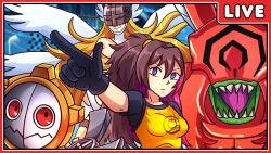 Rule 34 | aiba ami, aiba ami (cosplay), angel, angel girl, angewomon, cosplay, digimon, digimon (creature), hagurumon, head wings, kuwagamon, long hair, mask, sharp teeth, teeth, wings