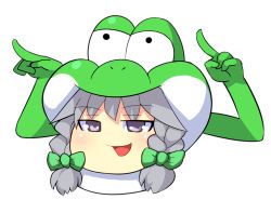 braid crossover highres hospital_king izayoi_sakuya mario_(series) nintendo no_humans open_mouth pointing touhou transparent_background what yoshi yukkuri_shiteitte_ne