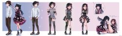 ! 1boy 2girls ? absurdres black_dress black_hair black_shoes black_thighhighs blush breasts brown_eyes brown_pants dildo dress elisabetlis english_text flower genderswap genderswap_(mtf) hair_flower hair_ornament highres latex lingerie long_hair love_live! love_live!_sunshine!! medium_breasts multiple_girls open_mouth original panties pants pink_eyes pink_panties purple_hair pussy_juice sakurauchi_riko sequential sex_toy shirt shoes surprised thighhighs tongue tongue_out transformation transforming_clothes tsushima_yoshiko underwear vaginal veil white_shirt white_tiara yellow_eyes yuri