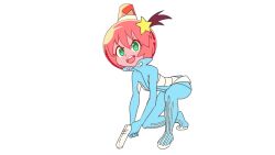 blue_eyes blue_suit emiladylbekuulu formal_clothes gun hair_ornament helmet holding holding_gun holding_weapon luluco non-web_source pink_helmet ponytail star_(symbol) star_hair_ornament studio_trigger suit trigger_(company) uchuu_patrol_luluco weapon