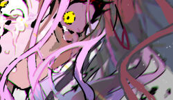 1girl alien_stage close-up commentary crying crying_with_eyes_open long_hair mizi_(alien_stage) no_mouth pink_hair sapphire_(nine) solo symbol-only_commentary tears thumbnail_collage
