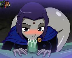 animated animated_gif beast_boy_(dc) dc_comics fellatio gmeen oral raven_(dc) teen_titans