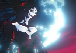 1990s_(style) animated animated_gif black_eyes choujin_gakuen_gowcaizer creepy female_focus fire lowres no_nose omni_exist pale_skin