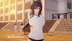 3d animated breasts criticalfireant flashing gym_uniform high_school_dxd himejima_akeno nipples tagme video