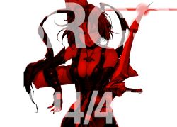 Rule 34 | 1girl, arc system works, arm support, artist request, blade, bloodrayne, bloodrayne (videogame), breasts, corset, cross, dhampir, female focus, gloves, half-human, highres, ink, jewelry, looking at viewer, necklace, short hair, solo, tonfa, transparent background, undead, vampire, weapon