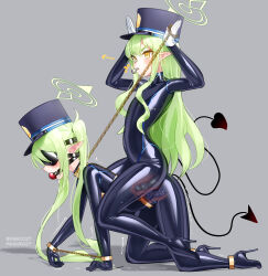 2girls absurdres anal anal_object_insertion ball_gag black_blindfold black_bodysuit black_tail blindfold blowing_whistle blue_archive bodysuit chain chain_leash covered_eyes demon_tail double_penetration flat_chest gag gagged gloves green_hair green_halo halo high_heels highres hikari_(blue_archive) holding holding_leash impossible_bodysuit impossible_clothes incest latex latex_bodysuit leash long_hair maguro27 multiple_girls nozomi_(blue_archive) object_insertion pet_play pointy_ears rabbit_pose riding saliva siblings sisters skin_tight tail twincest twins twintails vaginal vaginal_object_insertion very_long_hair whistle white_gloves x-ray yellow_eyes