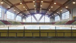 arch bleachers ceiling_light highres ice ice_skating indoors non-web_source official_art our_life:_beginnings_and_always railing skating skating_rink window window_light