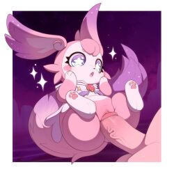 1boy 1girl absurdres animal_sexualization blue_eyes furry furry_with_non-furry hetero highres honkai:_star_rail honkai_(series) interspecies just_the_tip kekitopu mem_(honkai:_star_rail) open_mouth penis pussy sex star-shaped_pupils star_(symbol) symbol-shaped_pupils vaginal