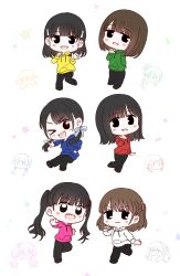 Rule 34 | &gt; &lt;, 6+girls, :3, :d, ;d, absurdres, animification, black eyes, black hair, black pants, blue hoodie, blush, brown hair, cerise bouquet, chibi, chibi inset, chibi only, closed mouth, commentary request, diagonal bangs, dollchestra, finger gun, flipped hair, flower, fujishima megumi, green hoodie, hair bun, hair flower, hair ornament, hair ribbon, hanamiya nina, highres, hinoshita kaho, hood, hoodie, kan kanna, link! like! love live!, long hair, looking at viewer, love live!, low twintails, medium hair, mira-cra park!, mole, mole under eye, multiple girls, murano sayaka, nirei nozomi, nonaka kokona, one eye closed, open hand, open mouth, osawa rurino, otomune kozue, outstretched arm, pants, pink hoodie, rabbit hair ornament, real life, red hoodie, ribbon, sasaki kotoko, seeno de! hasu no sora!, short hair, side ponytail, simple background, single side bun, smile, solid oval eyes, standing, standing on one leg, star (symbol), star hair ornament, teeth, tsukine kona, twintails, two side up, upper teeth only, v-shaped eyebrows, virtual youtuber, voice actor, voice actor connection, watage modoki, white background, white hoodie, xd, yellow hoodie, yugiri tsuzuri