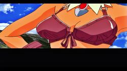 animated beach bikini close-up cutscene highres pov solo sound standing swimsuit tagme thousand_arms video video_game_screencap