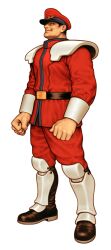 1boy absurdres belt black_boots boots capcom_vs_snk_2 clenched_hands evil_grin evil_smile facing_viewer full_body game_cg grin hat highres knee_pads m._bison male_focus mori_toshiaki muscular muscular_male non-web_source official_art peaked_cap shoulder_pads simple_background smile solo street_fighter teeth upturned_eyes veins veiny_hands white_background