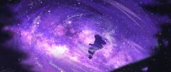 1other black_hoodie dutch_angle floating forest from_below full_body galaxy hood hood_up hoodie landscape nature night night_sky original outdoors outstretched_arms painterly purple_theme scenery shoes sitting_on_fence sky sneakers solo star_(sky) starry_sky swirl zandra