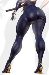 1girl absurdres ass evelyn_chevalier high_heels highres huge_ass muscular_legs sala3d thick_thighs thighs zenless_zone_zero