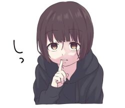1girl brown_eyes female_focus menhera_shoujo_kurumi-chan nanase_konomi short_hair sweater teeth white_background