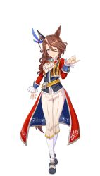 Rule 34 | 1girl, animal ears, ascot, bad link, beamed eighth notes, belt, boots, bow, brown hair, dress, ear covers, ear ornament, flat sign, fortissimo, frilled skirt, frills, full body, game model, gloves, hair between eyes, hair ornament, half note, highres, horse ears, horse girl, horse tail, jewelry, long hair, looking at viewer, multicolored hair, musical note, musical staff, one eye closed, open mouth, purple eyes, purple skirt, quarter note, ring, sharp sign, single ear cover, sixteenth note, skirt, smile, socks, solo, sounds of earth (umamusume), tachi-e, tail, time signature, transparent background, treble clef, umamusume, white ascot, white boots, white gloves, white hair, white socks, whole note, yellow belt