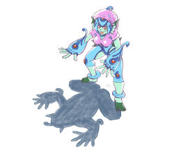 armor breasts c.s._terzo digimon digimon_(creature) fins frog_girl head_fins helmet monster_girl ranamon red_eyes shadow tongue tongue_out
