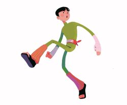1boy back_bow bandaged_hand bandages belt black_eyes black_hair black_sandals blunt_bangs blush_stickers bodysuit bow clenched_hand commentary determined english_commentary fighting_stance full_body furrowed_brow green_bodysuit highres kenz_(hisak00) leg_up leg_warmers looking_to_the_side naruto_(series) open_mouth orange_leg_warmers parted_bangs red_belt red_bow rock_lee sandals short_hair simple_background solo standing teeth thick_eyebrows toenails toes turtleneck turtleneck_bodysuit upper_teeth_only white_background
