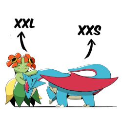 bellossom claws dragon dragon_tail full_body gen_2_pokemon gen_3_pokemon hug nintendo no_humans pokemon pokemon_(creature) psaber97 salamence smile tail