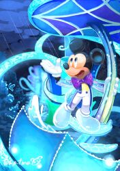 1boy animal_ears bow bowtie full_body gloves glowing glowing_clothes highres looking_at_viewer mickey_mouse mickey_mouse_&amp;_friends mouse_boy mouse_ears open_mouth shirt shoes solo takatmaorange tuxedo