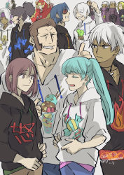 alternate_costume alternate_hairstyle angel_(kof) black_hoodie blue_hoodie couple diana_(kof) drawstring foxy_(kof) highres hood hood_down hoodie igniz_(kof) isolde_(kof) k&#039;_(kof) k9999 krizalid krohnen kula_diamond kuriharax long_sleeves maxima nameless_(kof) original_zero print_hoodie short_hair smile sylvie_paula_paula the_king_of_fighters the_king_of_fighters_2001 the_king_of_fighters_2002 the_king_of_fighters_xiv the_king_of_fighters_xv whip_(kof) white_hair white_hoodie zero_(kof)