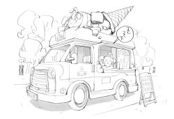 Rule 34 | car, colalk, fishnets, greyscale, highres, kasane teto, monochrome, motor vehicle, smoke, synthesizer v, utau