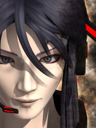1boy 2009 3d abstract_background close-up closed_mouth deino_(deino3330) grey_eyes headphones headset kamui_gakupo lips looking_at_viewer portrait solo vocaloid