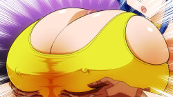 1girl between_breasts blue_hair breast_press breasts curvy erection female_focus gloves grabbing_own_breast hands_on_own_chest huge_breasts kaiman82 large_penis leona_heidern long_hair nipples paizuri paizuri_under_clothes pale_skin penis pov shiny_clothes shiny_skin shirt tank_top the_king_of_fighters tight_clothes tight_shirt titfuck_under_clothes titjob_under_clothes