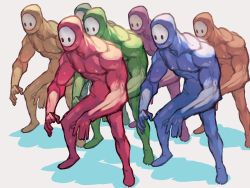 6+others bald black_eyes fall_guys highres lack multiple_others muscular no_humans no_mouth other_focus shadow simple_background