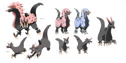 alternate_color character_name closed_mouth concept_art creatures_(company) evolutionary_line fakemon fangs game_freak horns multiple_views nintendo open_mouth pokemon pokemon_(creature) siirakannu simple_background single_horn translation_request white_background