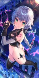 1girl ass butt_crack dagger fate/apocrypha fate/grand_order fate_(series) jack_the_ripper_(fate/apocrypha) knife short_hair weapon
