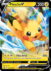 Rule 34 | :3, animal focus, artist name, blue sky, card (medium), character name, cloud, company name, copyright name, copyright notice, dot nose, english text, gen 1 pokemon, iribi you, leaf, motion blur, nintendo, no humans, official art, open mouth, outdoors, pikachu, pokemon, pokemon (creature), pokemon card, pokemon focus, pokemon tcg, rainbow, rock, running, sky, smile, solo, third-party source, trading card