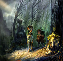 2boys backpack bag barefoot blood breath cape cloud crossroads crown fantasy forest frodo_baggins frying_pan gollum gondor halfling halfling ithilien jewelry king landscape male_focus middle_earth mordor mountain multiple_boys nature pointy_ears randoseru ring ruins samwise_gamgee shadow statue stone the_lord_of_the_rings the_two_towers tolkien&#039;s_legendarium tolkien&#039;s_legendarium travel
