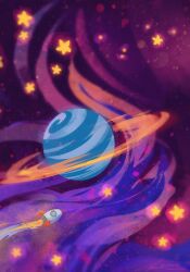 abstract artist_name burning landscape no_humans original painterly planet rocket_ship scenery signature sky space spacecraft star_(sky) star_(symbol) starry_sky swirl zandra