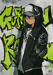 Rule 34 | 00s, 1boy, alternate costume, contemporary, delinquent, graffiti, hood, hoodie, male focus, non-web source, official art, simon (ttgl), solo, tengen toppa gurren lagann