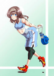 1girl abs idolmaster idolmaster_cinderella_girls midriff sagisawa_fumika santos shorts smile tagme