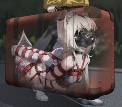 2girls absurdres artist_request ball_gag bdsm blindfold blonde_hair bondage boots bound box breasts choker cloth_gag collar egg_vibrator gag gag_harness gag_under_mask gagged highres huge_filesize improvised_gag in_box in_container loli long_hair mask miniskirt multiple_girls open_mouth original pleated_skirt red_eyes remiliacn_(pixiv_13839440) sex_toy shibari shibari_over_clothes skirt slave small_breasts thighhighs vibrator white_thighhighs yuri zettai_ryouiki