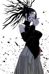 1girl bare_shoulders breasts brown_hair highres jujutsu_kaisen kagura627 lipstick makeup medium_breasts red_eyes solo yorozu_(jujutsu_kaisen)