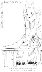 absurdres barefoot closed_eyes digimon digimon_(creature) digimon_tamers highres makino_ruki massage renamon simple_background white_background