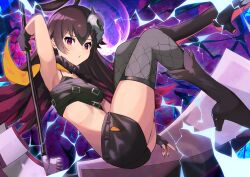 Rule 34 | absurdres, armpits, chicken piccata, dapiko (duel masters), duel masters, highres, legs, shorts, thighhighs, thighs