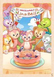 3boys 4girls animal_ears bear_girl cat_ears cookieann duffy_and_friends duffy_the_disney_bear fox_girl gelatoni highres linabell long_sleeves looking_at_viewer multiple_boys multiple_girls no_humans olu_mel rabbit_ears rabbit_girl shelliemay shirt smile stellalou stuffed_animal stuffed_toy takatmaorange turtle_boy
