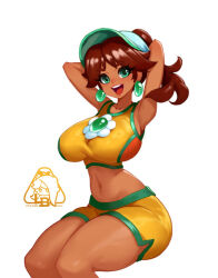 1girl breasts dark-skinned_female dark_skin large_breasts little_blood mario_kart mario_kart_world princess_daisy solo