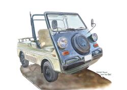asai_takashi car highres honda honda_vamos motor_vehicle no_humans original spare_tire unused_tire vehicle_focus vehicle_name white_background