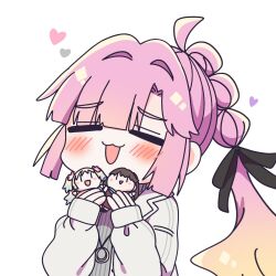 Rule 34 | 1girl, :3, :d, ahoge, anyoji hime, anyoji hime (winter casual), aqua neckerchief, black ribbon, blonde hair, blue hair, blunt sidelocks, blush, brown dress, brown hair, character doll, chibi, chibi only, closed eyes, commentary request, dress, fang, flower, fujishima megumi, gradient hair, grey sweater, hair flower, hair intakes, hair ornament, hair ribbon, happy, hasu no sora school uniform, heart, highres, jacket, link! like! love live!, long hair, love live!, mira-cra park!, multi-tied hair, multicolored hair, neckerchief, open clothes, open jacket, open mouth, osawa rurino, pink flower, ponytail, ribbon, sailor collar, school uniform, sidelocks, simple background, skin fang, smile, sweater, triangle mouth, turtleneck, turtleneck sweater, twintails, two side up, virtual youtuber, watage modoki, white background, white jacket, white sailor collar, winter uniform, | |