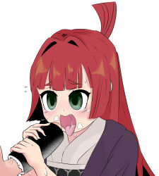 Rule 34 | absurdres, aijou rentarou, cum, fellatio, food, gozugozuuu, green eyes, highres, japanese clothes, kimi no koto ga dai dai dai dai daisuki na 100-nin no kanojo, kimono, oral, red hair, sushi, yakuzen yaku, yukata