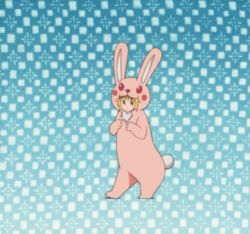 animated animated_gif blonde_hair rabbit costume haroukitei_kigurumi joshiraku lowres mascot
