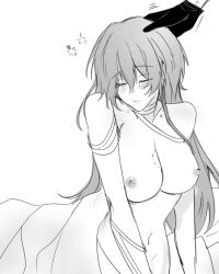 1boy 1girl bite_mark blanket breasts bungou_stray_dogs closed_eyes dazai_osamu_(bungou_stray_dogs) gloves large_breasts long_hair nipples non-web_source petting single_glove under_covers