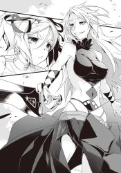 Rule 34 | 2girls, ashuna grisarika, lowleg, momo (virgin road), monochrome, multiple girls, shokei shoujo no virgin road, smile, tagme